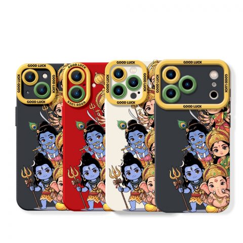 Playful Deities Illustration Silicone Case for Apple iPhone Series