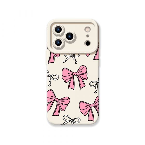 Pink Pastel Bow Charm Silicone Case for Apple iPhone Series