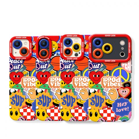 Retro Vibes Sticker Collage Silicone Case for Apple iPhone Series