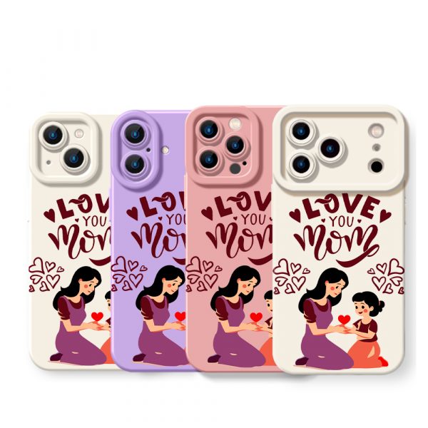 Heartfelt Love Mom & Child Art Silicone Case for Apple iPhone Series
