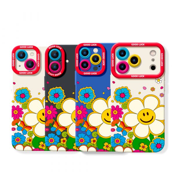 Retro Blooms & Smiles Silicone Case for Apple iPhone Series