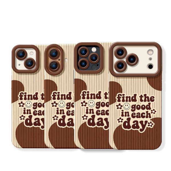 Positive Vibes Cream & Brown Groovy Silicone Case for Apple iPhone Series
