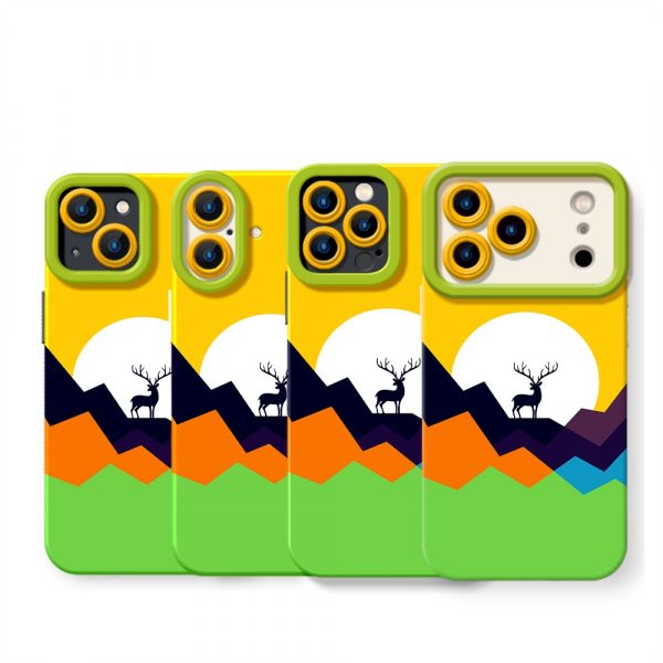 Vibrant Sunrise Deer Scene Silicone Case for Apple iPhone Series