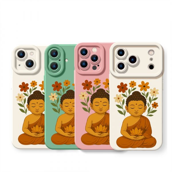 Tranquil Buddha Blossom: Silicone Case for Apple iPhone Series