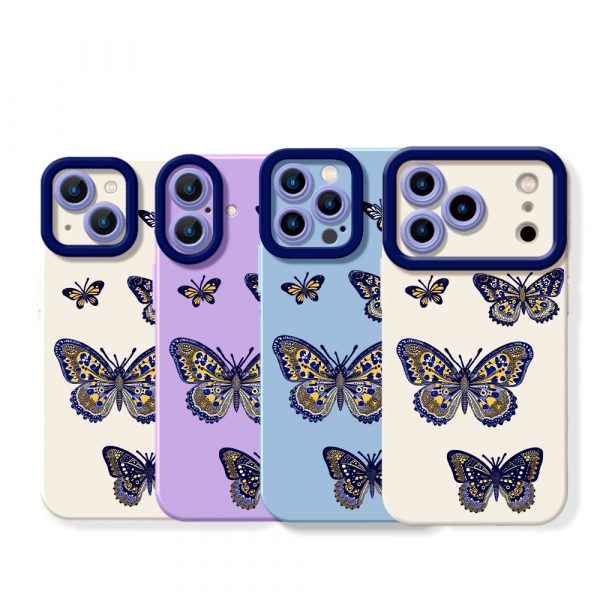 Butterfly Bliss Vibrant Elegance Silicone Case for Apple iPhone Series