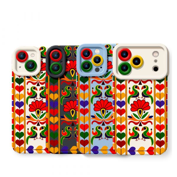 Vibrant Folk Art Harmony Silicone Case for Apple iPhone Series