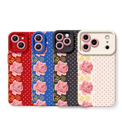 Rosy Elegance Polka Dot Silicone Case for Apple iPhone Series