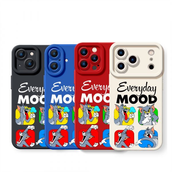 Cartoon Cat Expressions Everyday Mood Silicone Case for Apple iPhone Series