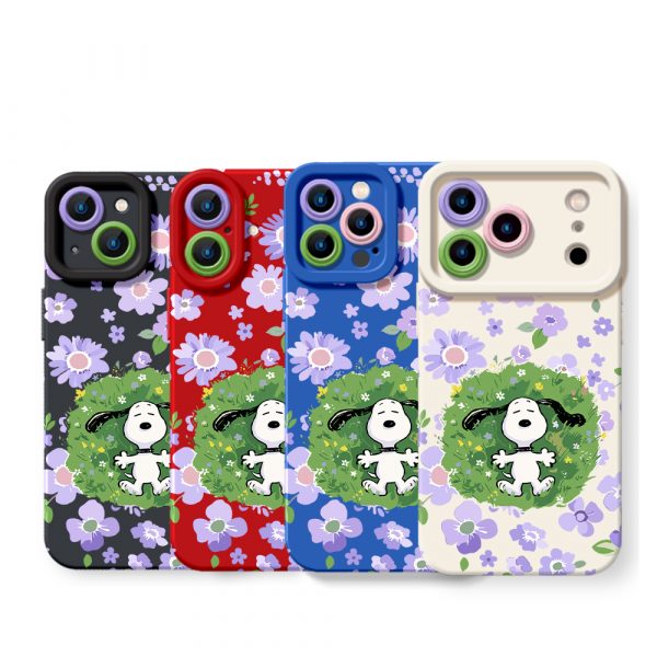Floral Bliss Pup Silicone Case for Apple iPhone Series.