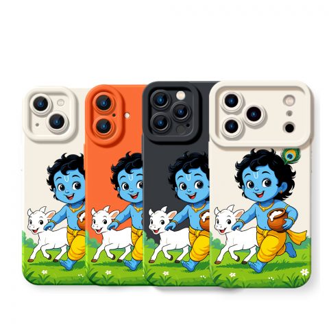 Playful Krishna & Calf Delight Silicone Case for Apple iPhone Series