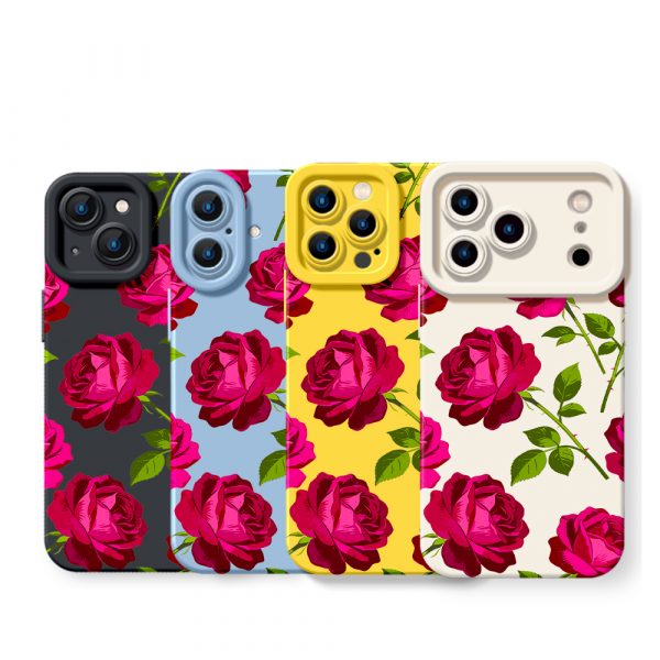 Vibrant Bloom Rose Garden Silicone Case for Apple iPhone Series