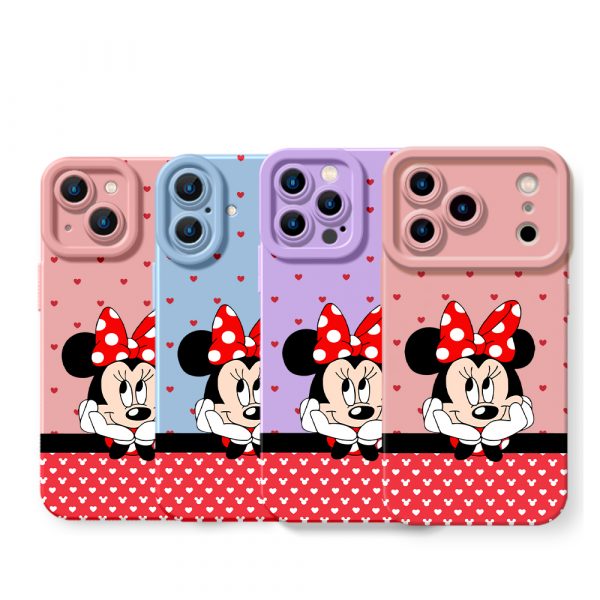 Youthful Charm: Cartoon Bow & Hearts Silicone Case for Apple iPhone Series