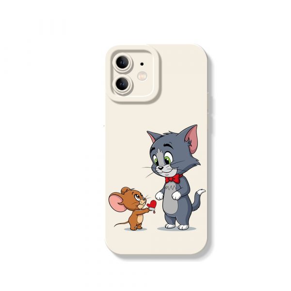 Playful Cat & Mouse Duo Silicone Case for Apple iPhone Series