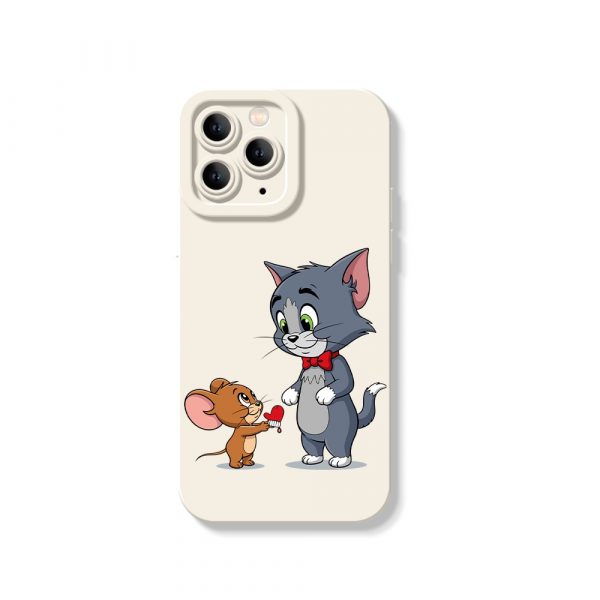 Playful Cat & Mouse Duo Silicone Case for Apple iPhone Series