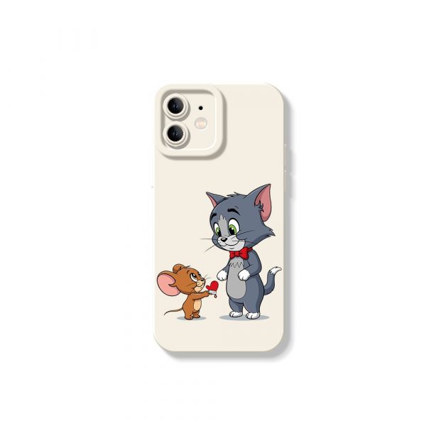 Playful Cat & Mouse Duo Silicone Case for Apple iPhone Series