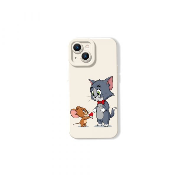Playful Cat & Mouse Duo Silicone Case for Apple iPhone Series