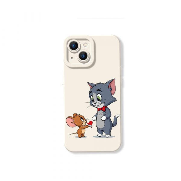 Playful Cat & Mouse Duo Silicone Case for Apple iPhone Series