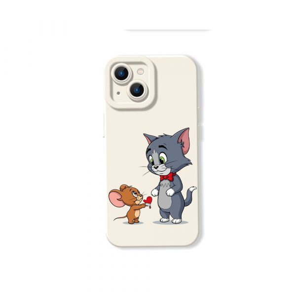 Playful Cat & Mouse Duo Silicone Case for Apple iPhone Series