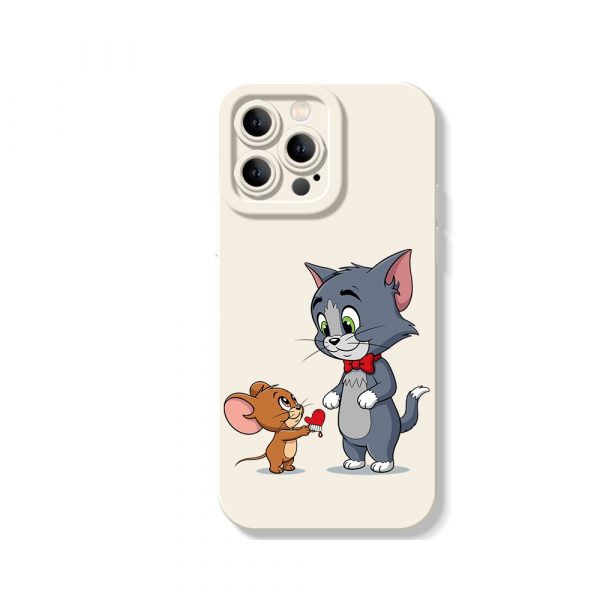 Playful Cat & Mouse Duo Silicone Case for Apple iPhone Series