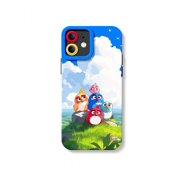 Whimsical Birds in a Vibrant Sky: Silicone Case for Apple iPhone Series