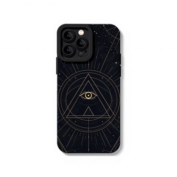 Golden Geometric Eye Design Silicone Case for Apple iPhone Series