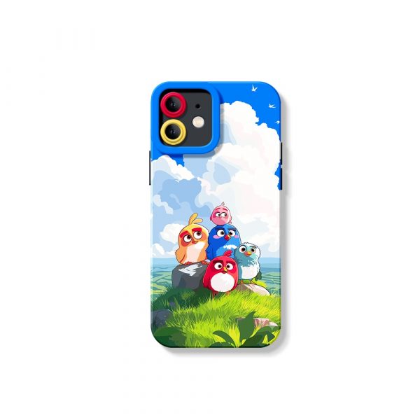 Whimsical Birds in a Vibrant Sky: Silicone Case for Apple iPhone Series