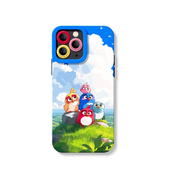 Whimsical Birds in a Vibrant Sky: Silicone Case for Apple iPhone Series