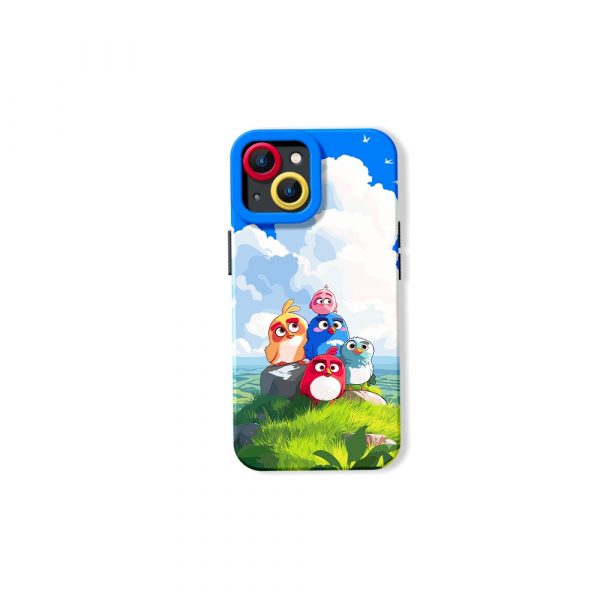 Whimsical Birds in a Vibrant Sky: Silicone Case for Apple iPhone Series