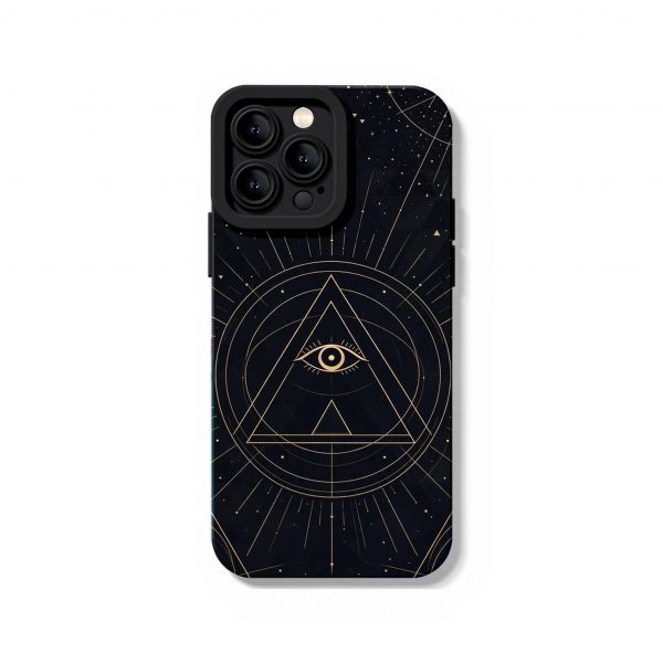 Golden Geometric Eye Design Silicone Case for Apple iPhone Series