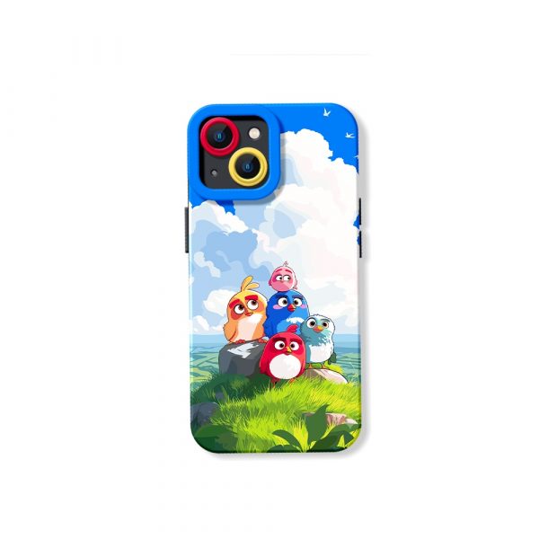 Whimsical Birds in a Vibrant Sky: Silicone Case for Apple iPhone Series