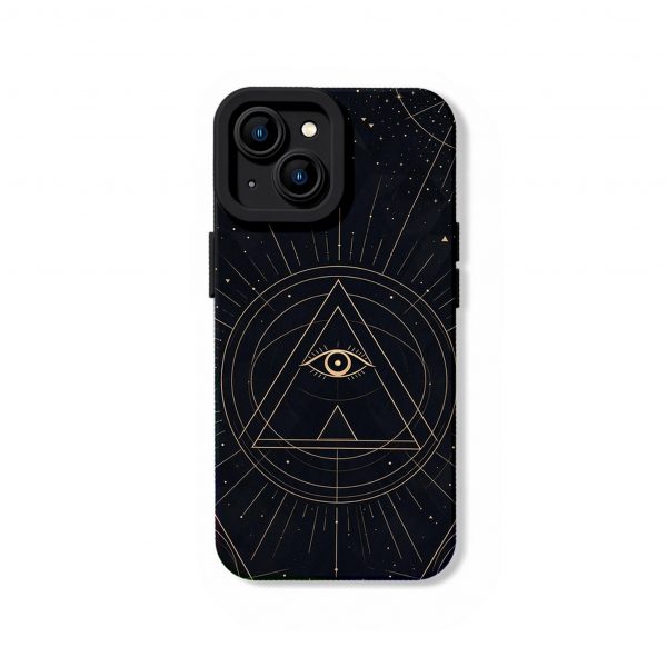 Golden Geometric Eye Design Silicone Case for Apple iPhone Series