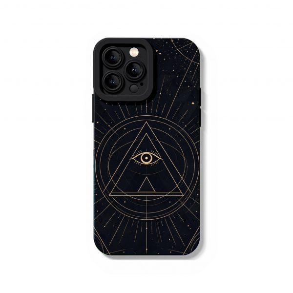 Golden Geometric Eye Design Silicone Case for Apple iPhone Series