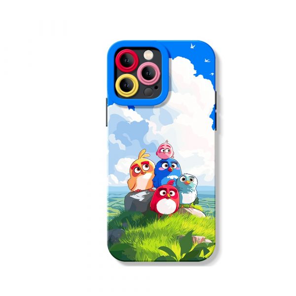Whimsical Birds in a Vibrant Sky: Silicone Case for Apple iPhone Series