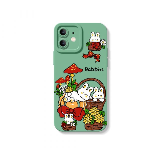 Whimsical Woodland Rabbit Delight Silicone Case for Apple iPhone Series