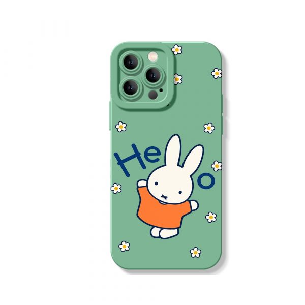 Whimsical Bunny Blossom Silicone Case for Apple iPhone Series