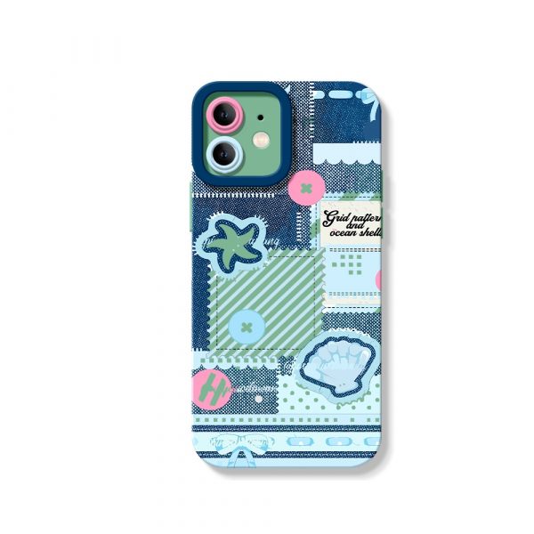 Coastal Dream Patchwork: Silicone Case for Apple iPhone Series