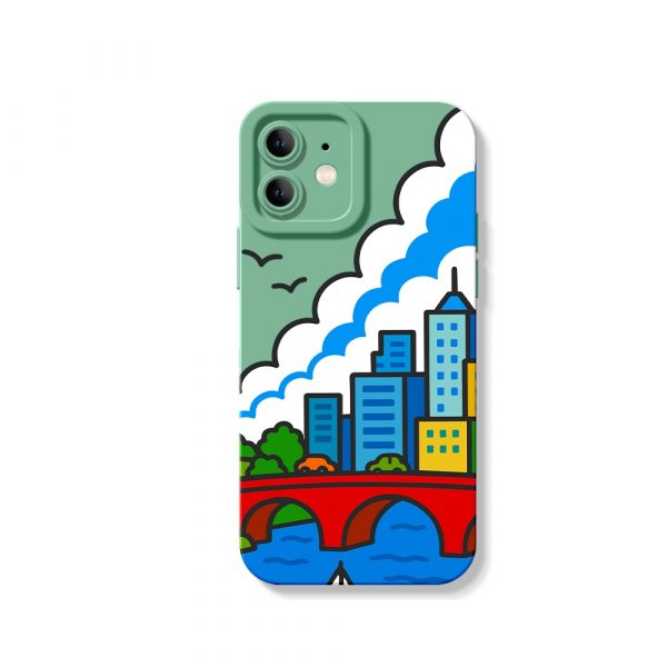 Vibrant Cityscape Groove Silicone Case for Apple iPhone Series