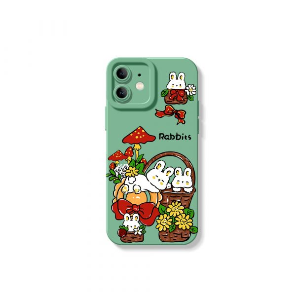 Whimsical Woodland Rabbit Delight Silicone Case for Apple iPhone Series