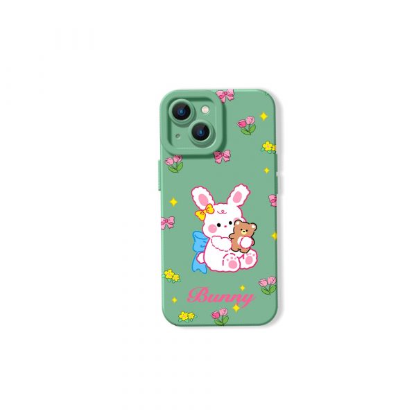 Whimsical Bunny Blossom Silicone Case for Apple iPhone Series