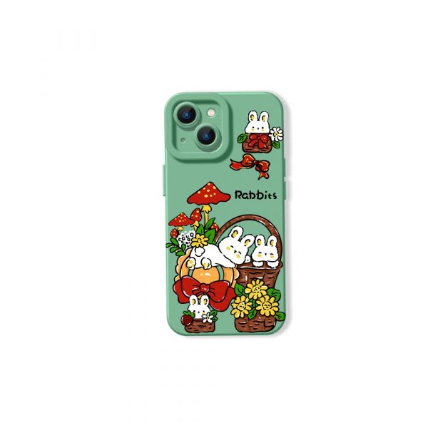 Whimsical Woodland Rabbit Delight Silicone Case for Apple iPhone Series