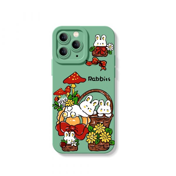 Whimsical Woodland Rabbit Delight Silicone Case for Apple iPhone Series