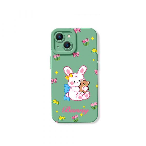 Whimsical Bunny Blossom Silicone Case for Apple iPhone Series