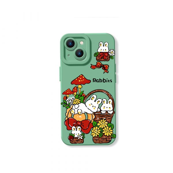 Whimsical Woodland Rabbit Delight Silicone Case for Apple iPhone Series
