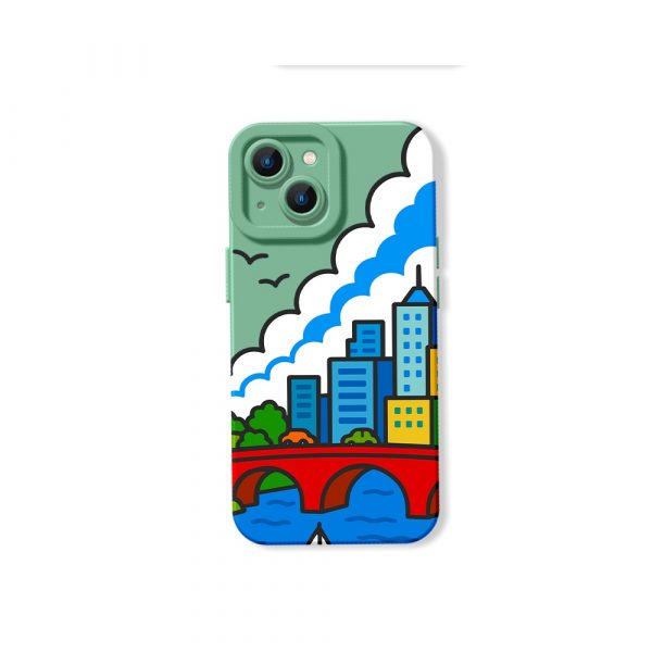 Vibrant Cityscape Groove Silicone Case for Apple iPhone Series