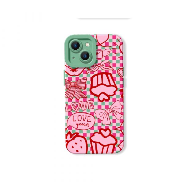 Sweetheart Gingham Love Silicone Case for Apple iPhone Series