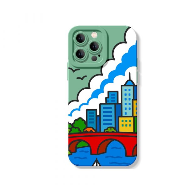 Vibrant Cityscape Groove Silicone Case for Apple iPhone Series