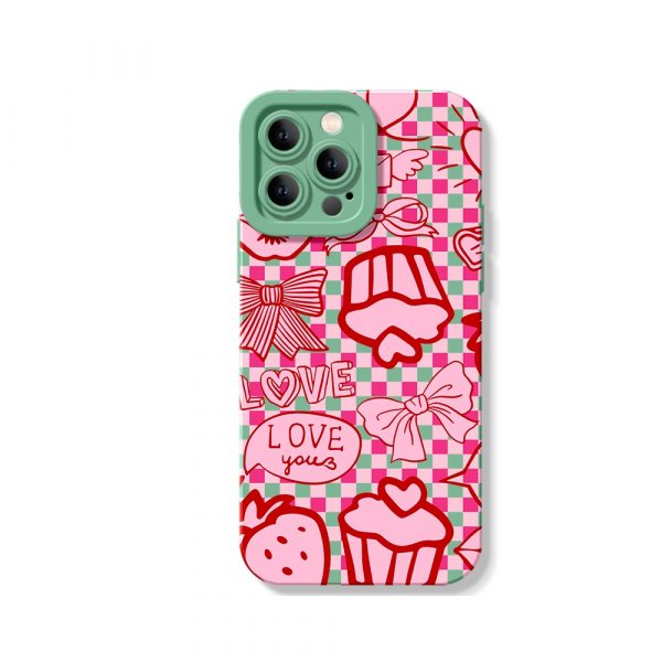 Sweetheart Gingham Love Silicone Case for Apple iPhone Series