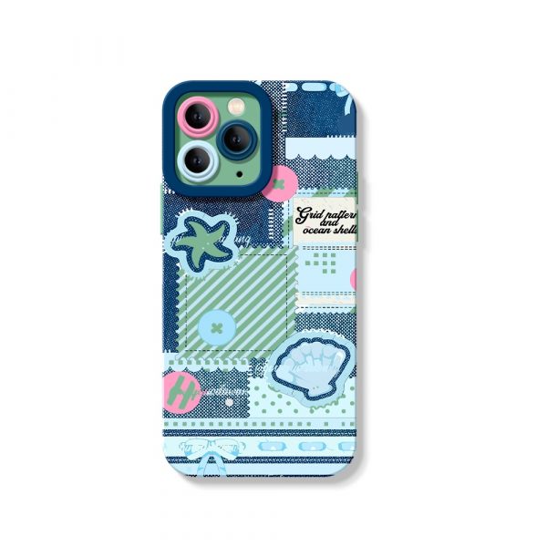 Coastal Dream Patchwork: Silicone Case for Apple iPhone Series