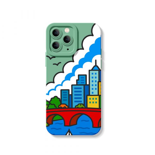 Vibrant Cityscape Groove Silicone Case for Apple iPhone Series
