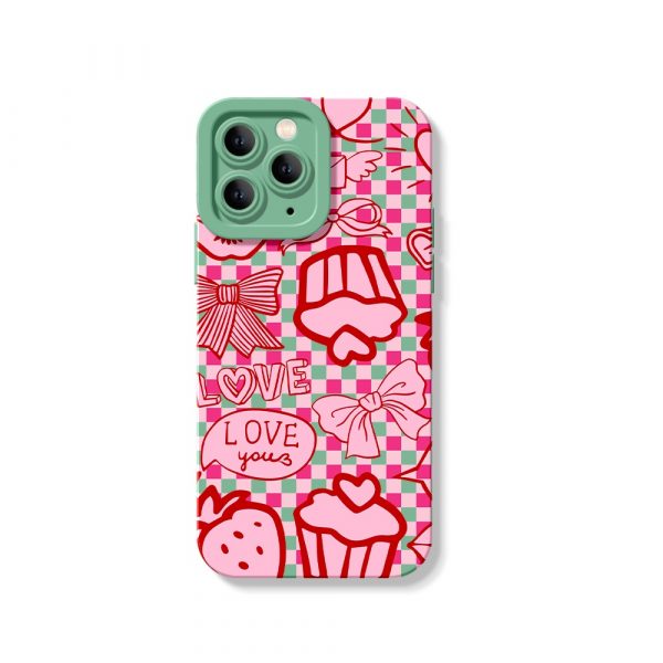 Sweetheart Gingham Love Silicone Case for Apple iPhone Series